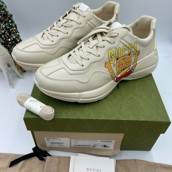 Men’s Gucci Rython cat logo print sneakers size 10.5 made in Italy - Picture 10 of 10
